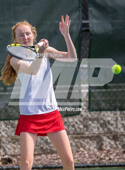 Thumbnail 2 in NCHSAA 3A Girls Tennis Championships (Doubles) photogallery.