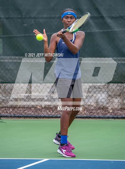 Thumbnail 2 in NCHSAA 3A Girls Tennis Championships (Doubles) photogallery.