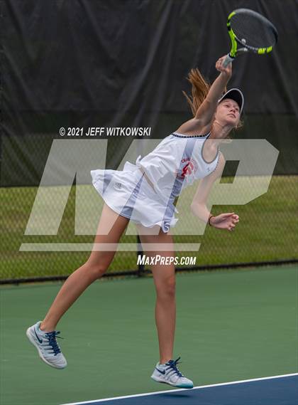 Thumbnail 2 in NCHSAA 3A Girls Tennis Championships (Doubles) photogallery.