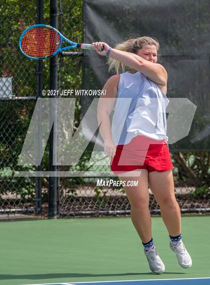 Thumbnail 3 in NCHSAA 3A Girls Tennis Championships (Doubles) photogallery.