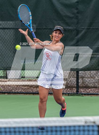 Thumbnail 1 in NCHSAA 3A Girls Tennis Championships (Doubles) photogallery.