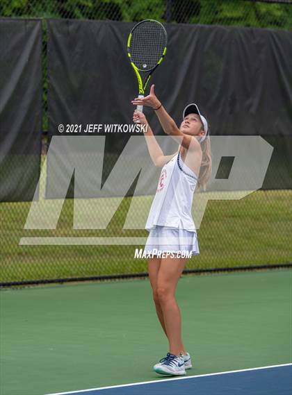 Thumbnail 1 in NCHSAA 3A Girls Tennis Championships (Doubles) photogallery.