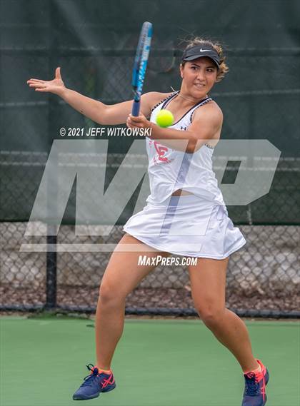 Thumbnail 2 in NCHSAA 3A Girls Tennis Championships (Doubles) photogallery.