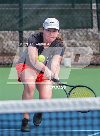 Thumbnail 2 in NCHSAA 3A Girls Tennis Championships (Doubles) photogallery.