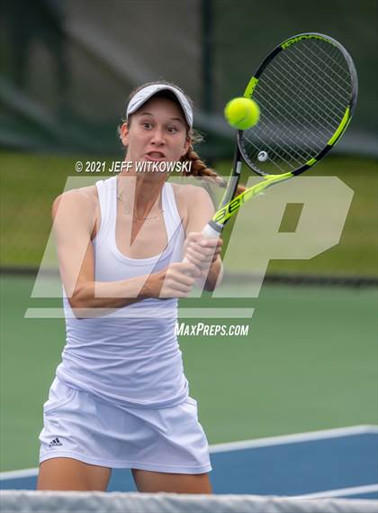 Thumbnail 2 in NCHSAA 3A Girls Tennis Championships (Doubles) photogallery.