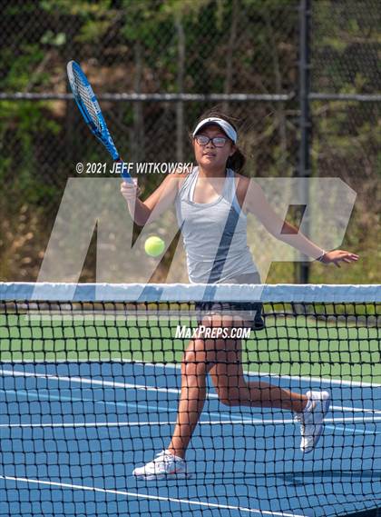 Thumbnail 2 in NCHSAA 3A Girls Tennis Championships (Doubles) photogallery.
