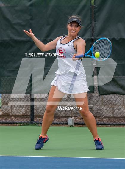 Thumbnail 3 in NCHSAA 3A Girls Tennis Championships (Doubles) photogallery.
