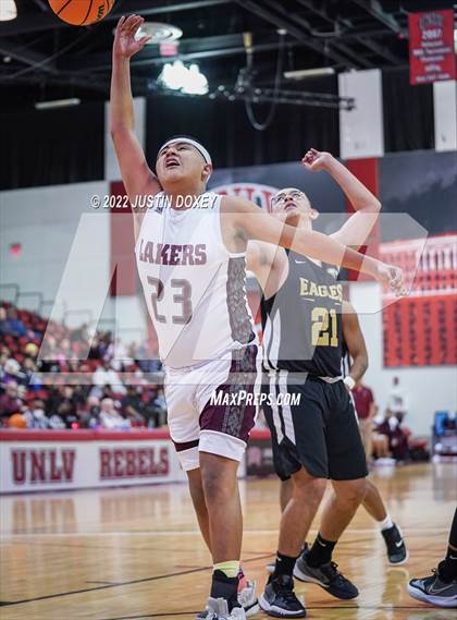 Thumbnail 1 in Pyramid Lake vs. Spring Mountain (NIAA Class 1A State Boys Quarterfinal) photogallery.