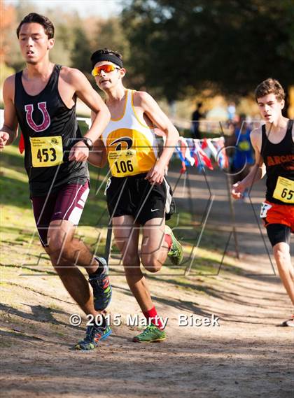 Thumbnail 1 in CIF State Cross Country Championships (D4 Boys Race) photogallery.
