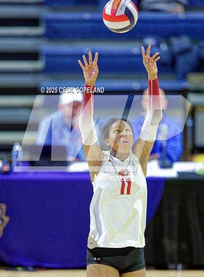 Thumbnail 3 in Hebron Christian vs. Lovett (GHSA Private State Volleyball Final) photogallery.