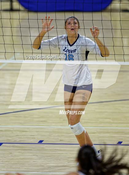 Thumbnail 1 in Hebron Christian vs. Lovett (GHSA Private State Volleyball Final) photogallery.
