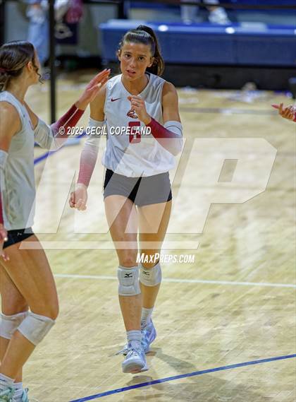 Thumbnail 3 in Hebron Christian vs. Lovett (GHSA Private State Volleyball Final) photogallery.