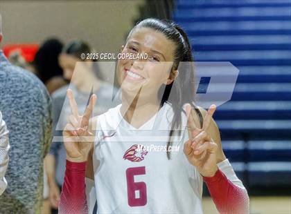 Thumbnail 1 in Hebron Christian vs. Lovett (GHSA Private State Volleyball Final) photogallery.