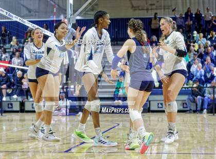 Thumbnail 1 in Hebron Christian vs. Lovett (GHSA Private State Volleyball Final) photogallery.