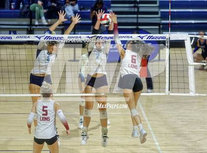 Thumbnail 3 in Hebron Christian vs. Lovett (GHSA Private State Volleyball Final) photogallery.
