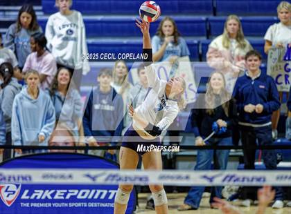 Thumbnail 3 in Hebron Christian vs. Lovett (GHSA Private State Volleyball Final) photogallery.