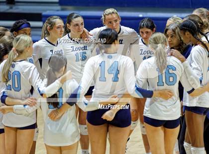 Thumbnail 1 in Hebron Christian vs. Lovett (GHSA Private State Volleyball Final) photogallery.