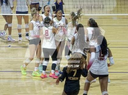 Thumbnail 1 in Hebron Christian vs. Lovett (GHSA Private State Volleyball Final) photogallery.