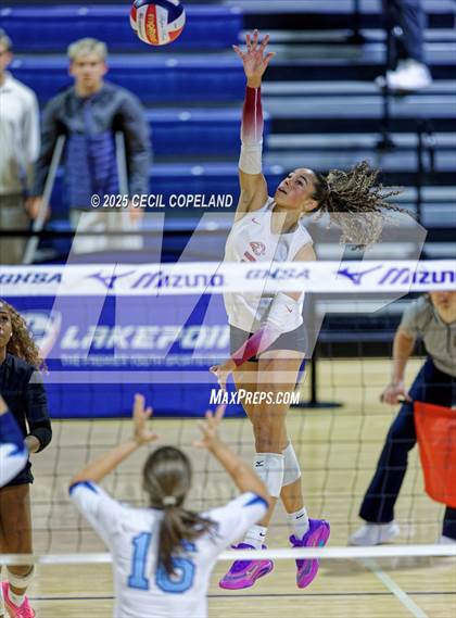 Thumbnail 3 in Hebron Christian vs. Lovett (GHSA Private State Volleyball Final) photogallery.