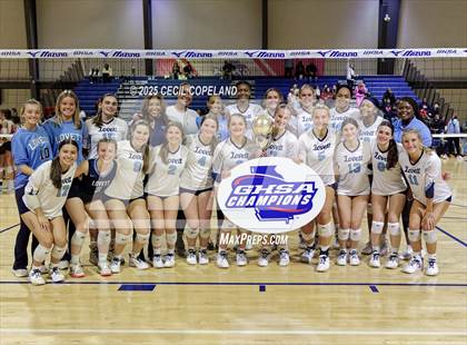 Thumbnail 3 in Hebron Christian vs. Lovett (GHSA Private State Volleyball Final) photogallery.