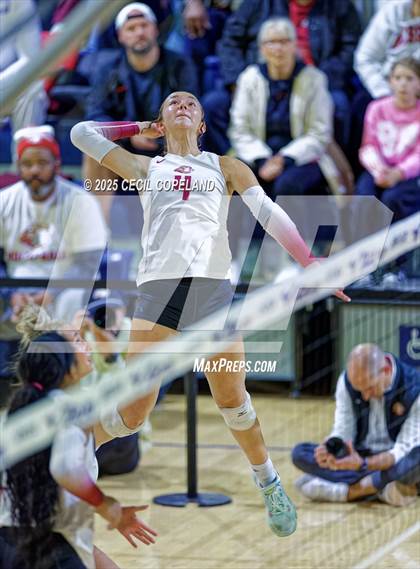 Thumbnail 2 in Hebron Christian vs. Lovett (GHSA Private State Volleyball Final) photogallery.