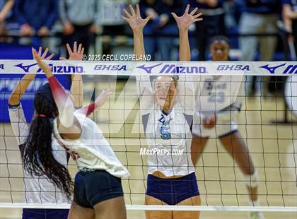 Thumbnail 1 in Hebron Christian vs. Lovett (GHSA Private State Volleyball Final) photogallery.