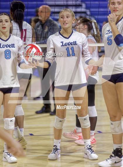 Thumbnail 3 in Hebron Christian vs. Lovett (GHSA Private State Volleyball Final) photogallery.