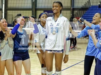 Thumbnail 3 in Hebron Christian vs. Lovett (GHSA Private State Volleyball Final) photogallery.
