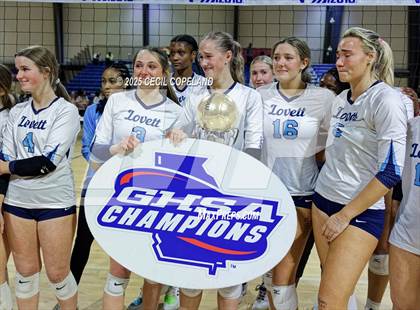 Thumbnail 3 in Hebron Christian vs. Lovett (GHSA Private State Volleyball Final) photogallery.