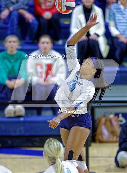 Thumbnail 1 in Hebron Christian vs. Lovett (GHSA Private State Volleyball Final) photogallery.