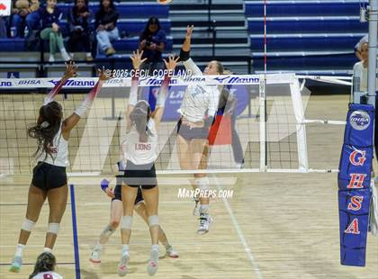 Thumbnail 1 in Hebron Christian vs. Lovett (GHSA Private State Volleyball Final) photogallery.