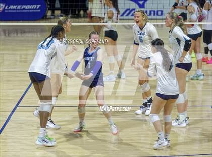 Thumbnail 1 in Hebron Christian vs. Lovett (GHSA Private State Volleyball Final) photogallery.
