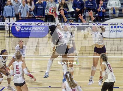 Thumbnail 1 in Hebron Christian vs. Lovett (GHSA Private State Volleyball Final) photogallery.