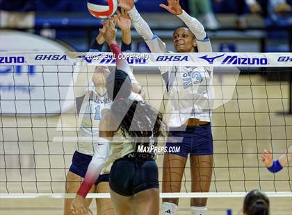 Thumbnail 1 in Hebron Christian vs. Lovett (GHSA Private State Volleyball Final) photogallery.