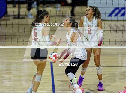 Thumbnail 1 in Hebron Christian vs. Lovett (GHSA Private State Volleyball Final) photogallery.