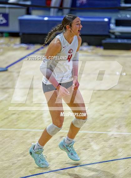 Thumbnail 1 in Hebron Christian vs. Lovett (GHSA Private State Volleyball Final) photogallery.