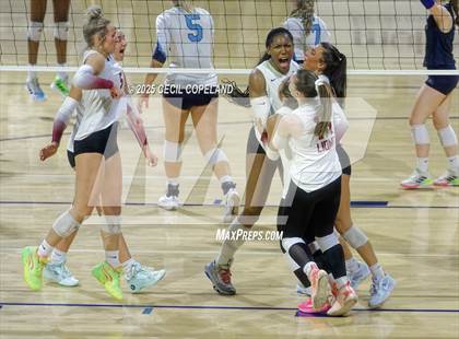 Thumbnail 1 in Hebron Christian vs. Lovett (GHSA Private State Volleyball Final) photogallery.