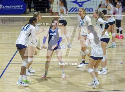 Thumbnail 2 in Hebron Christian vs. Lovett (GHSA Private State Volleyball Final) photogallery.