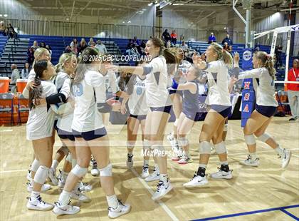 Thumbnail 1 in Hebron Christian vs. Lovett (GHSA Private State Volleyball Final) photogallery.