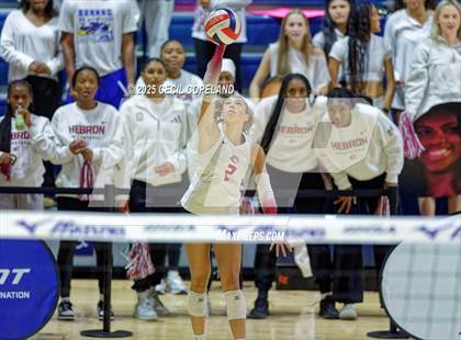 Thumbnail 2 in Hebron Christian vs. Lovett (GHSA Private State Volleyball Final) photogallery.