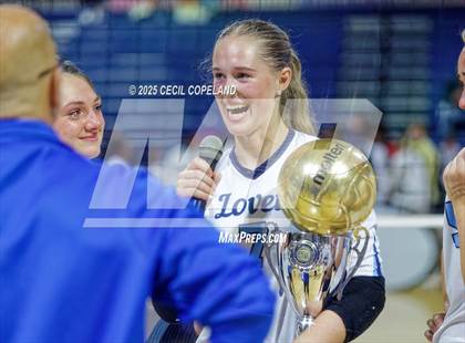 Thumbnail 1 in Hebron Christian vs. Lovett (GHSA Private State Volleyball Final) photogallery.