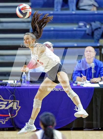 Thumbnail 1 in Hebron Christian vs. Lovett (GHSA Private State Volleyball Final) photogallery.