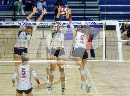 Thumbnail 1 in Hebron Christian vs. Lovett (GHSA Private State Volleyball Final) photogallery.