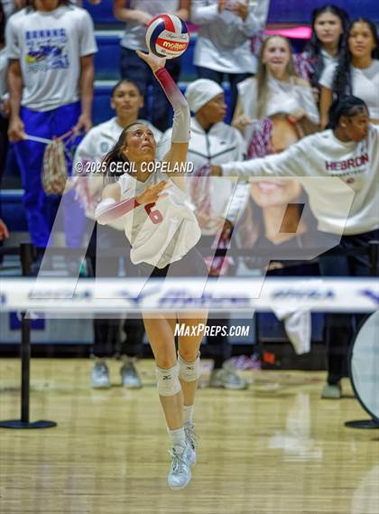 Thumbnail 1 in Hebron Christian vs. Lovett (GHSA Private State Volleyball Final) photogallery.
