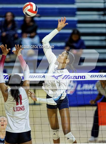 Thumbnail 3 in Hebron Christian vs. Lovett (GHSA Private State Volleyball Final) photogallery.
