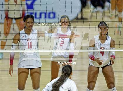 Thumbnail 1 in Hebron Christian vs. Lovett (GHSA Private State Volleyball Final) photogallery.