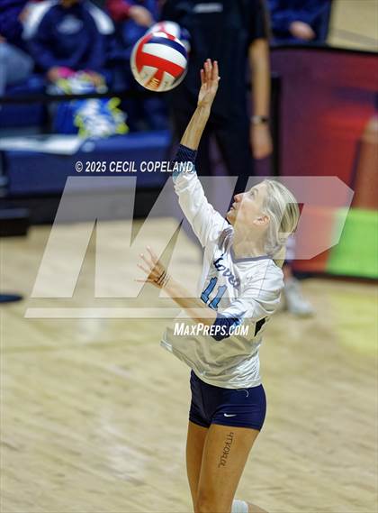 Thumbnail 1 in Hebron Christian vs. Lovett (GHSA Private State Volleyball Final) photogallery.