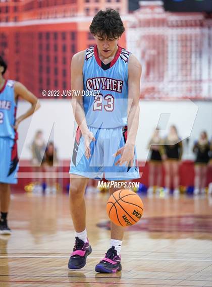 Thumbnail 2 in Pahranagat Valley vs. Owyhee (NIAA Class 1A State Boys Quarterfinal) photogallery.