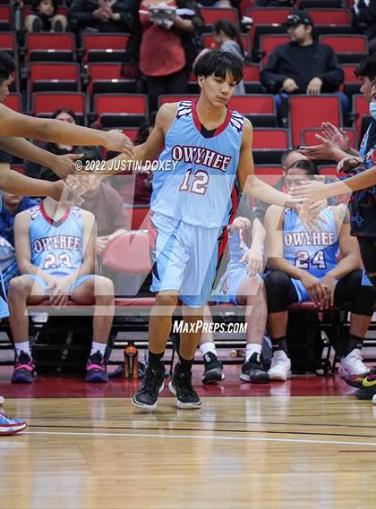 Thumbnail 2 in Pahranagat Valley vs. Owyhee (NIAA Class 1A State Boys Quarterfinal) photogallery.