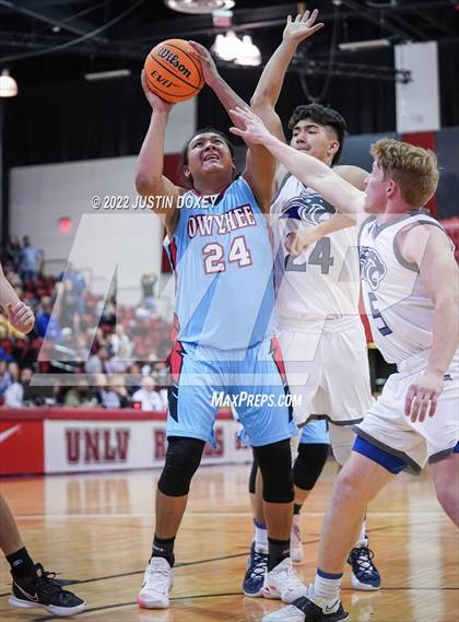 Thumbnail 3 in Pahranagat Valley vs. Owyhee (NIAA Class 1A State Boys Quarterfinal) photogallery.